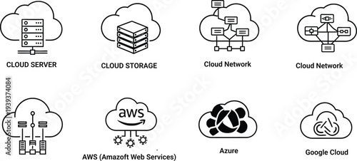 Cloud computing architecture diagrams and network illustrations