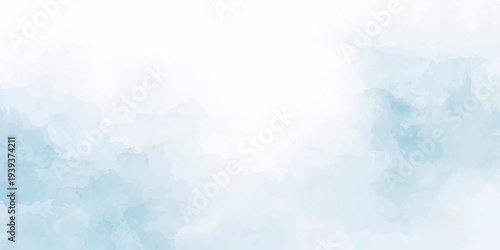 Abstract watercolor sky background featuring soft blue clouds and bright white sunlight for a beautiful summer atmosphere nature landscape