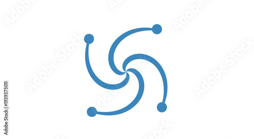 Abstract Swirl Blue Lines and Dots Logo Icon, Spiral Vortex Motion Graphic