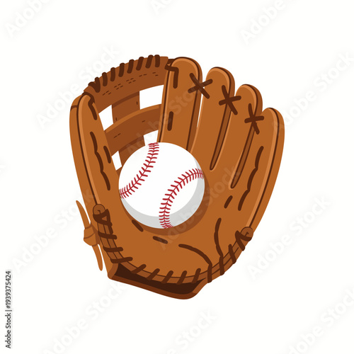 An artistic representation of a baseball glove holding a ball, capturing the essence of sportsmanship, teamwork, and the joy of playing baseball in an eye-catching design.