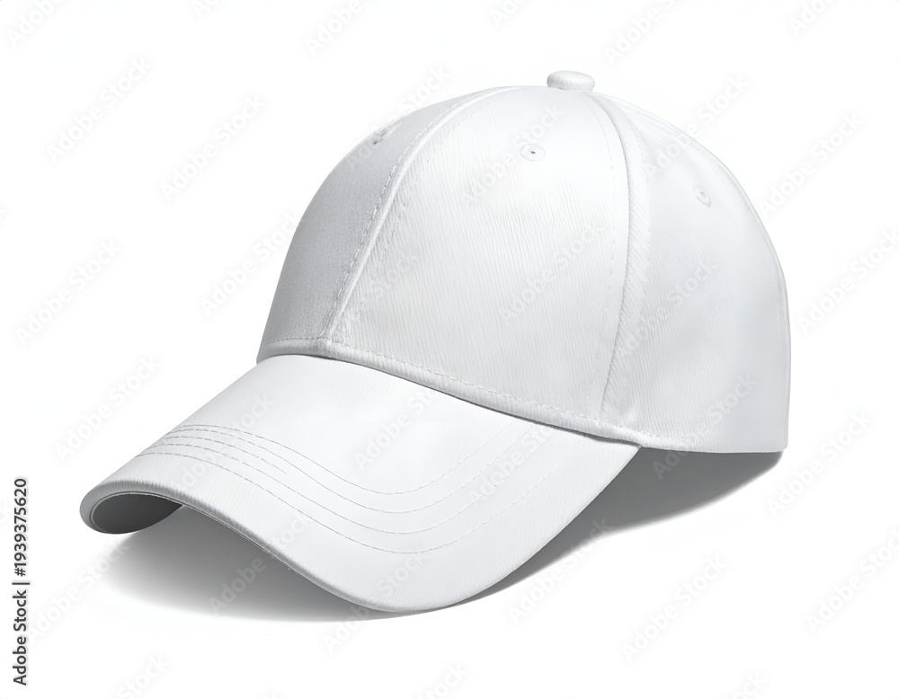 Fototapeta premium A plain white baseball cap with a curved brim, isolated (1)