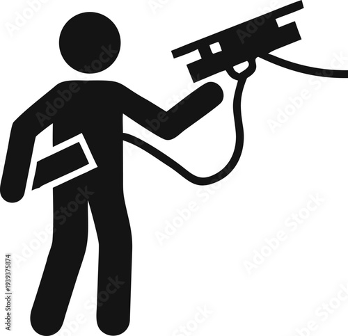 Person operating a handheld scanning device with a document for data capture and inventory management