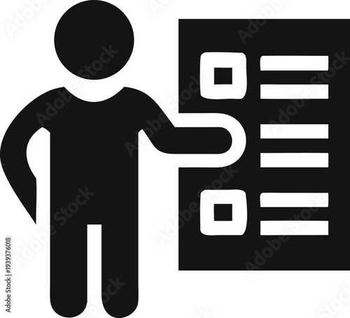 Person presenting a document checklist illustrating task completion or service options