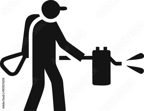 Person Using a Backpack Sprayer for Pest Control or Disinfection Services