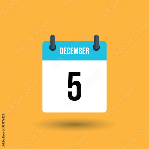 December 5 calendar page date number 5