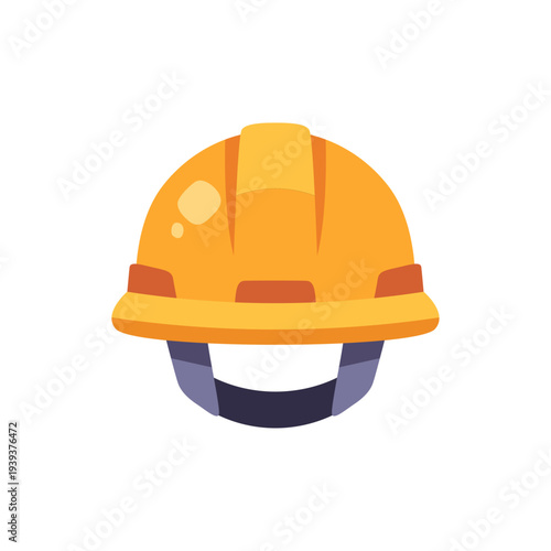 Hard hat with chin strap, colorful vector flat style illustration