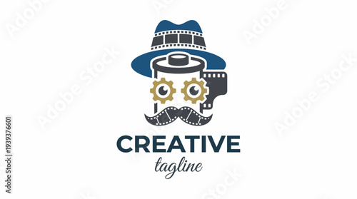 This image features a whimsical character with gears, wearing a hat, emphasizing creativity in filmmaking with a vintage style and playful elements that inspire imagination.