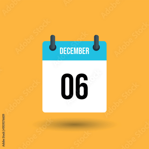 December 6 calendar page date number 6