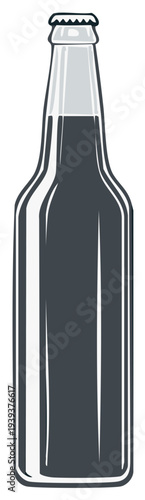 Illustration of a Beer Bottle with a Cap. Beverage, Drink Concept.