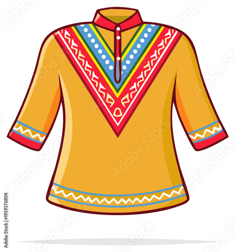 Ethnic Style Tunic Colorful Embroidered Pattern Apparel Fashion Clothing Garment