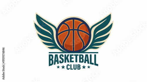 An emblem featuring a basketball and wings, symbolizing agility and passion for the game, ideal for any basketball club or sports team branding.