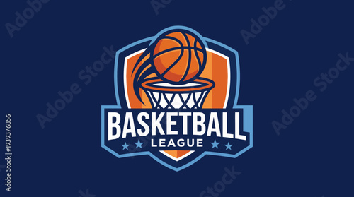 This logo combines an energetic basketball and hoop design, ideal for a basketball league, representing competition, community, and team spirit.