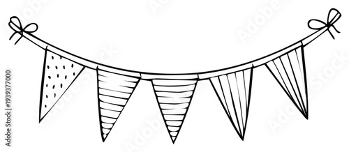 Hand Drawn Bunting Garland with Polka Dots and Stripes for Celebrations or Party Decor