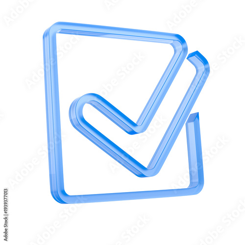 check mark sign on white background. Isolated 3D illustration
