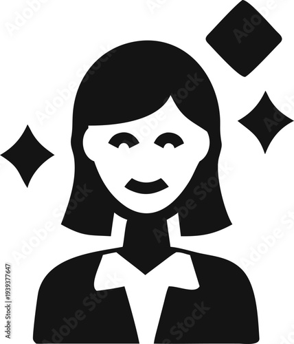 Professional Businesswoman Radiating Success and Confidence with a Sparkling Aura