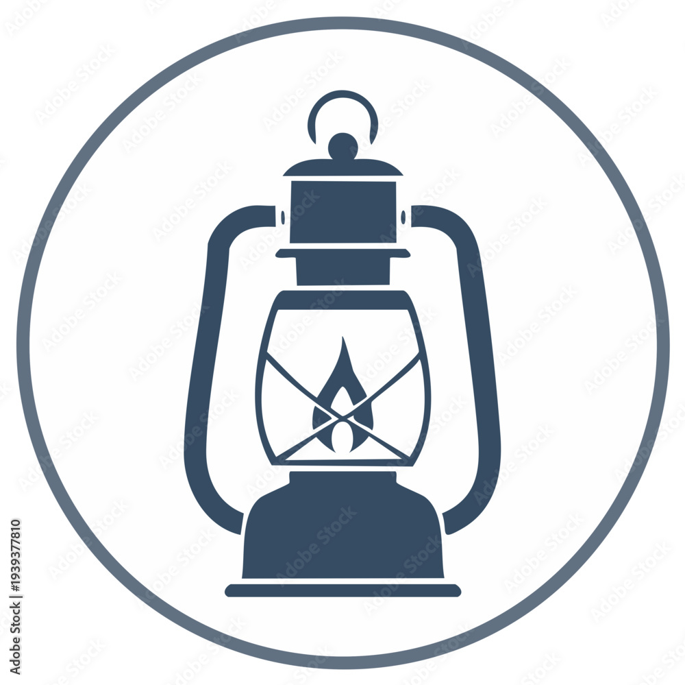 Obraz premium Iconic lantern illustration in a circle shape with traditional and vintage appeal, perfect for creative projects and design elements.