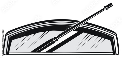 Windshield Wiper Cleaning Glass Illustration