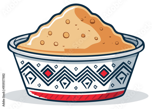 Bowl of Dry Ingredient Powder Food Decoration Recipe Home Kitchen Cooking Illustration