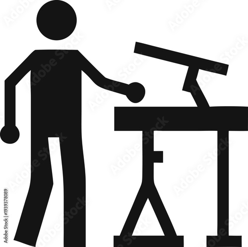 Professional engineer diligently working on a technical blueprint at a specialized drafting table