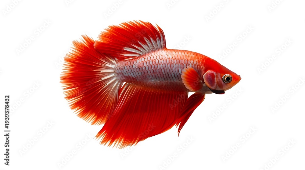Fototapeta premium Beautiful Red Betta Fish Isolated on White Background