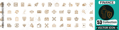 Banking and financial management icons for investment banking currency and wealth protection
