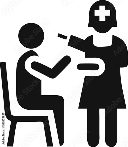 Professional Female Nurse Administering a Medical Examination to a Seated Patient with Compassion