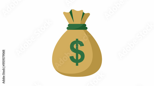 A golden money bag symbolizing wealth and prosperity, perfect for finance-related themes such as savings, investment, or economic success with a clean and simple design.