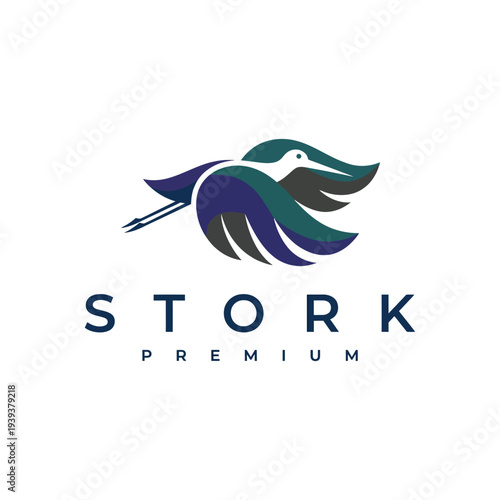 This sophisticated stork logo, with its elegant wings and graceful silhouette, embodies premium quality and professionalism, making it ideal for luxury brands.