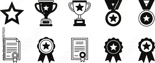 A collection of award icons and symbols for recognition and achievement