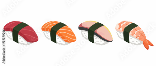 An attractive display of assorted sushi items, showcasing vibrant colors and textures typical of Japanese cuisine, symbolizing flavor, artistry, and culinary tradition.