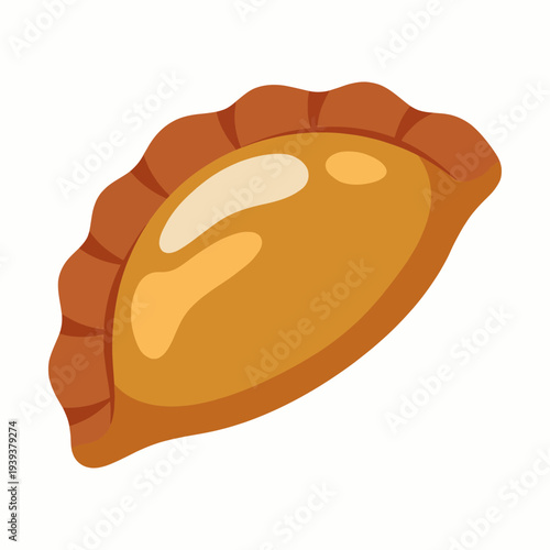 A delectable empanada illustrated to showcase its golden-brown exterior and savory interior, representing delicious food, cultural heritage, and culinary traditions.