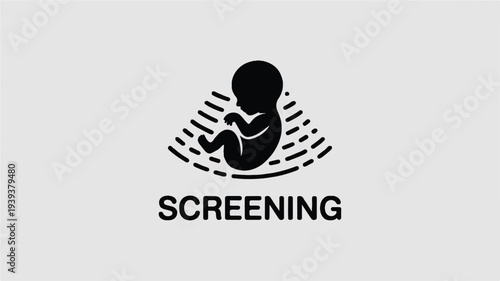 Prenatal screening graphic featuring a fetal silhouette in the womb