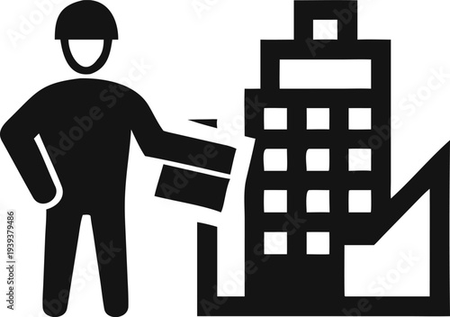 Professional male manager in a hard hat overseeing a significant building project