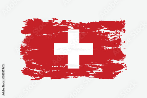 Switzerland flag painted with a brushstroke. Abstract concept. National flag in grunge style.