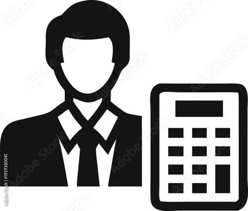 Professional Person with Calculator Icon for Financial Planning and Accounting Services