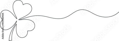 Simple line art drawing of a shamrock clover with a flowing ribbon element