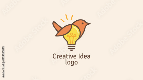 This inventive logo design features a bird perched on a lightbulb, symbolizing creativity and innovation, perfect for businesses aimed at inspiring fresh ideas.