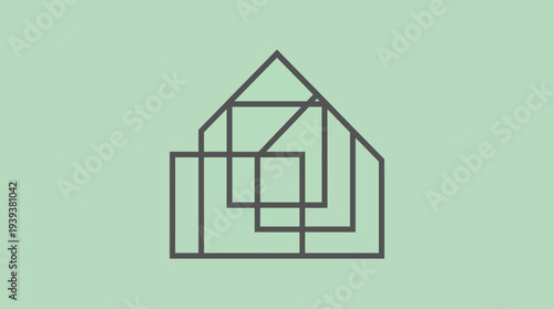 An intriguing abstract illustration of a house silhouette, presenting modern design elements and geometric shapes that evoke thoughts of home and creativity in architecture.