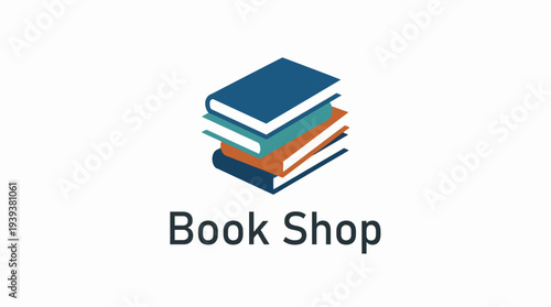 This image showcases a minimalist logo design featuring stacked books, representing a book shop with a contemporary and inviting aesthetic for readers and literature lovers.
