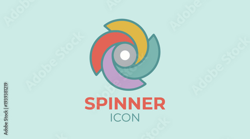 This vibrant spinner icon combines various colors and shapes, ideal for representing loading states, progress indicators, and modern design in apps and websites.