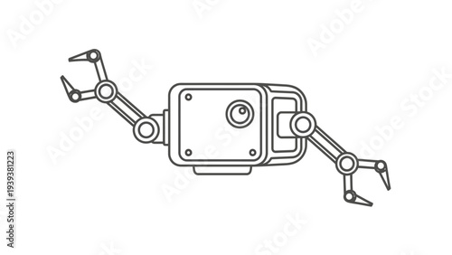 Mechanical Robotic Arm Illustration with Claw.