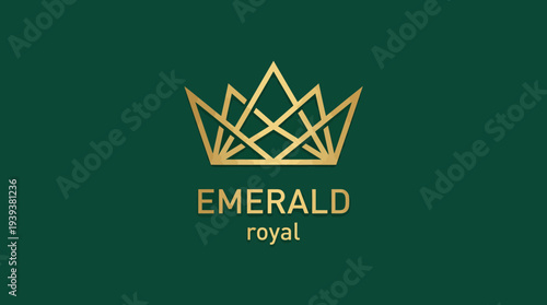 A sophisticated logo featuring a stylized crown design in gold on a deep green background, embodying luxury and elegance for brands and businesses.
