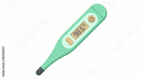 This illustration showcases a thermometer reading normal body temperature, symbolizing health monitoring, wellness, and everyday medical checks for individuals and families.