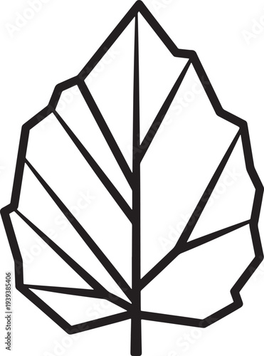 Single maple leaf outline thin line art minimalist black and white vector illustration