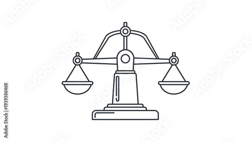 Simple Line Drawing of Balance Scale.