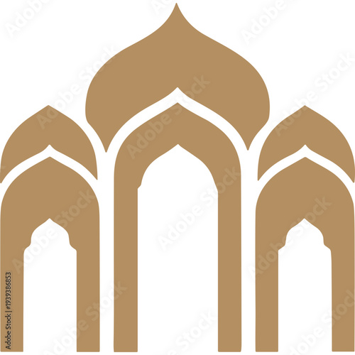 Geometric Elegance: A minimalist graphic of an arch architectural style, featuring a sequence of archways with symmetrical arrangement, representing elegance and structure.