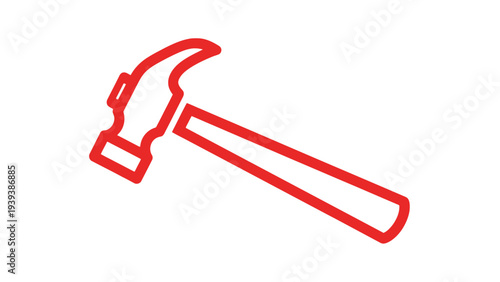 Red Claw Hammer Icon Illustration Tool.