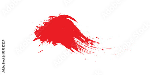 Vivid abstract red brushstroke against a white backdrop presents an impactful visual. Dynamic and textured abstract modern simple