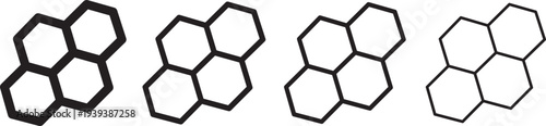 Honeycomb icon set featuring geometric hexagon pattern shapes representing