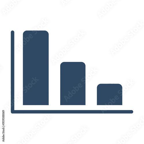 Blue bar graph illustrating descending data trends on a white background